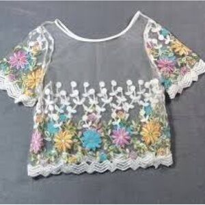 Floral Embroidered Sheer Top
